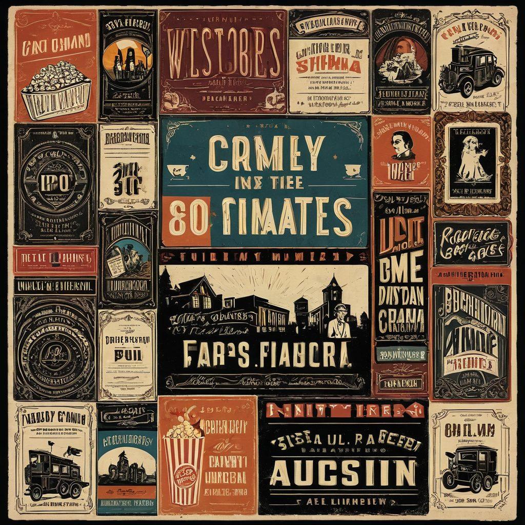 An artistic collage showcasing vintage independent cinema theaters, each adorned with unique, eye-catching posters of indie films. Include people of diverse backgrounds enjoying films inside cozy, intimate settings, popcorn in hand, and the glow of classic film reels illuminating the space. Enhance the atmosphere with a retro color palette to evoke nostalgia and creativity. vintage aesthetics. vibrant colors. cozy ambiance.